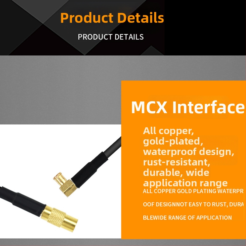 MCX priama samica k MCX zakrivený samec predlžovací kábel RG174 opletený meďovým vodičom