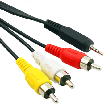 Adapterinis kabelis ERE YR-AV-200: AV 2,5 mm vyriškas į 3× RCA vyriškas, 1:3 padalijimas, garso išvestis