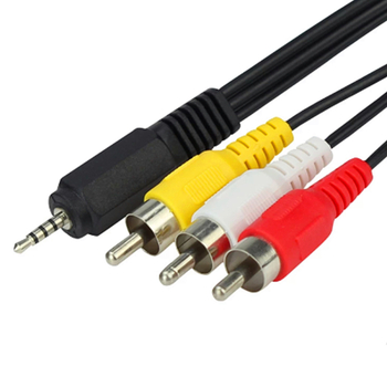 Adapterinis kabelis ERE YR-AV-200: AV 2,5 mm vyriškas į 3× RCA vyriškas, 1:3 padalijimas, garso išvestis