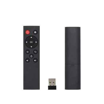 2.4G bezvadu attālinātais vadības ierīce ar USB interfeisu set-top kastēm, datoriem, projektoriem un Android ierīcēm — darbības diapazons 15–20 m; USB uztvērējs iekļauts; modelis X1201-126