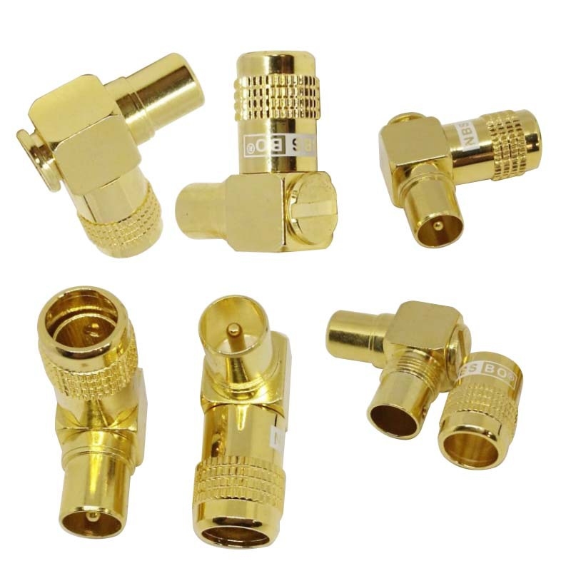 TV adapter aranyozott rézből, 90°-os derékszög, forrasztás nélküli csatlakozó, ABS szigetelés, 1 mag