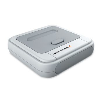 Retro televīzijas spēļu konsole Super Console X ar diviem bezvadu kontrolieriem, Emuelec OS, HDMI interfeiss, plastmasas korpuss