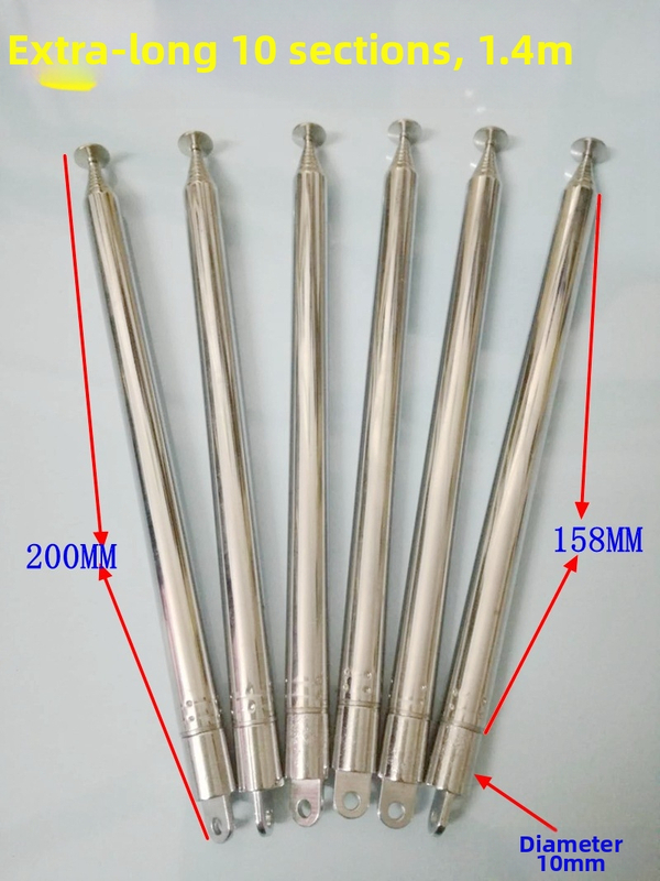 Teleskopiskā antena ar 10 sadaļām, 75 Ω pretestība, modeļa 10160 iekšējie zobi, Changzhou Honggao Electronics