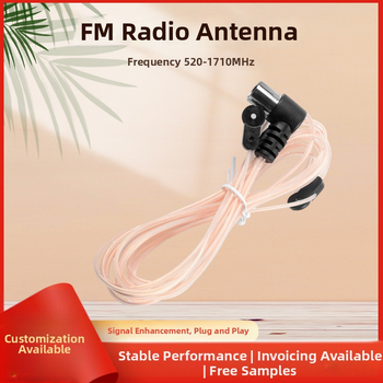FM radioantenna mājas lietošanai, caurspīdīga dubulta paralēla kabelis antena, vīriešu savienotājs, modelis FM0203F1, SWR ≤ 1.5, Zīmols Bestzone