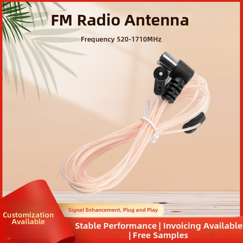 FM radioantenna mājas lietošanai, caurspīdīga dubulta paralēla kabelis antena, vīriešu savienotājs, modelis FM0203F1, SWR ≤ 1.5, Zīmols Bestzone