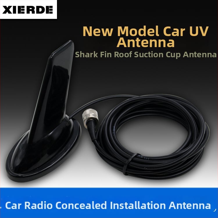 Antena pentru walkie-talkie montată pe vehicul, design cu formă de aripă de rechin (136-174/400-480 MHz, câștig 3.5, impedanță 50 Ω, SWR ≤ 2)