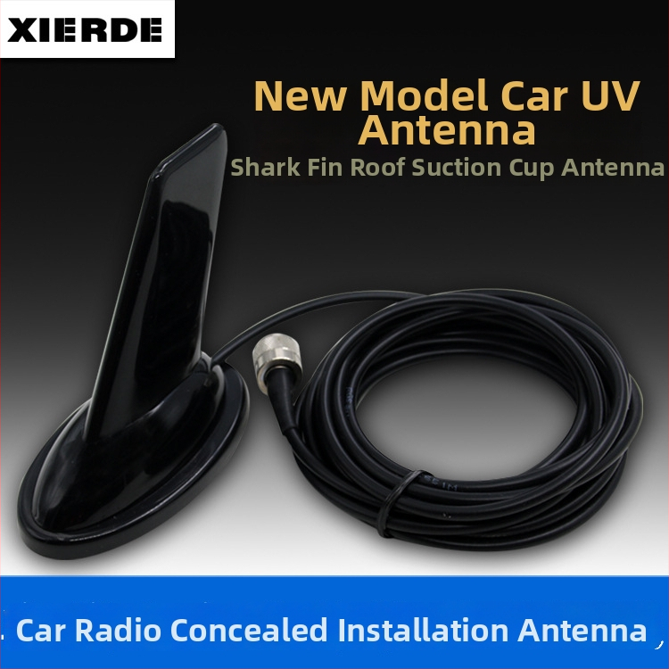 Antena pentru walkie-talkie montată pe vehicul, design cu formă de aripă de rechin (136-174/400-480 MHz, câștig 3.5, impedanță 50 Ω, SWR ≤ 2)