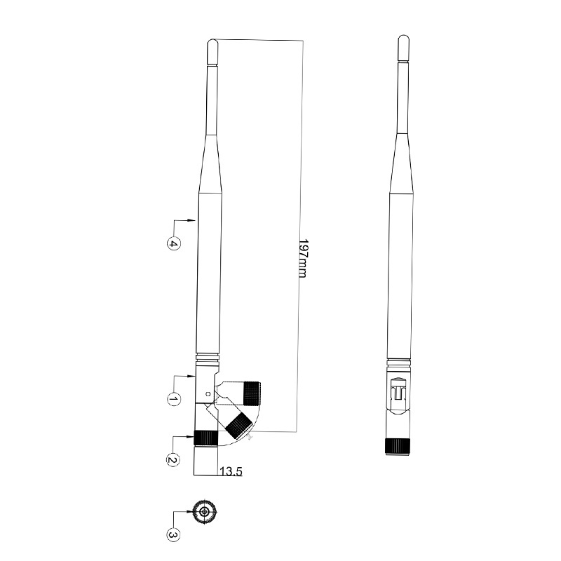 Beidou GPS passzív antenna, duál‑módú műholdas pozicionálás, 1,5–1,6 GHz, összecsukható rudas antenna