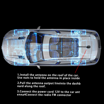 Aktīvā auto antena 3-in-1 GPS, FM/AM un DAB ar pastiprinājumu