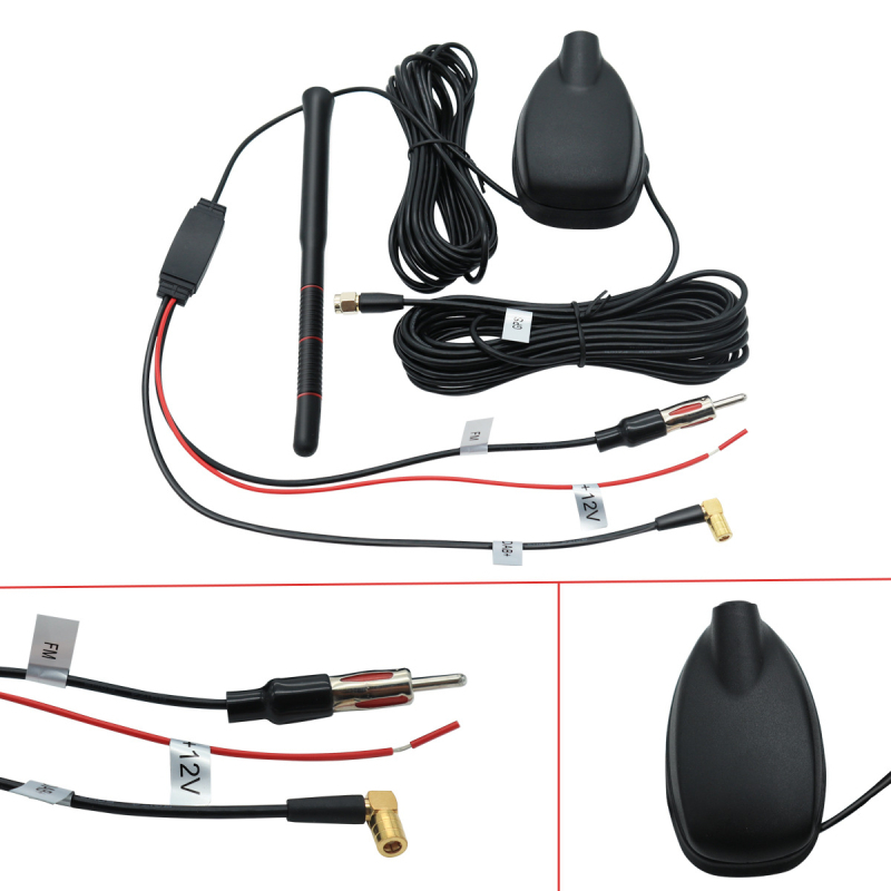 Aktīvā auto antena 3-in-1 GPS, FM/AM un DAB ar pastiprinājumu