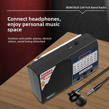 Pārnēsājamais FM radio ar pilnu joslu, mono skaņa, litija baterija, modelis C69