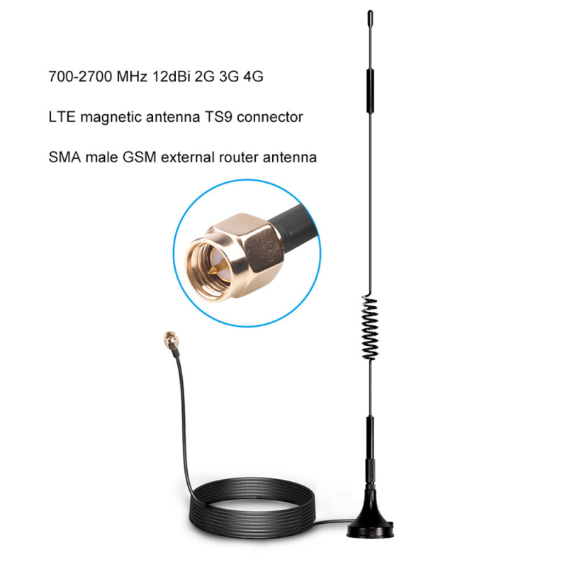 Long's magnetska antena za 2G/3G/4G LTE s TS9, CRC9 i SMA muški konektori — vanjska antena za ruter