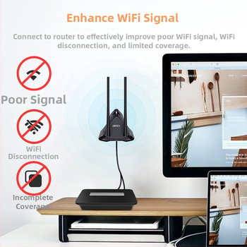Wi‑Fi antena produžni kabel za mrežnu karticu i ruter, magnetska baza, dvobandna 2,4/5 GHz, visok dobitak, SMA unutarnji konektor