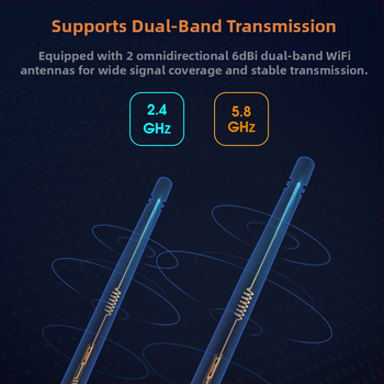 Wi‑Fi antena produžni kabel za mrežnu karticu i ruter, magnetska baza, dvobandna 2,4/5 GHz, visok dobitak, SMA unutarnji konektor