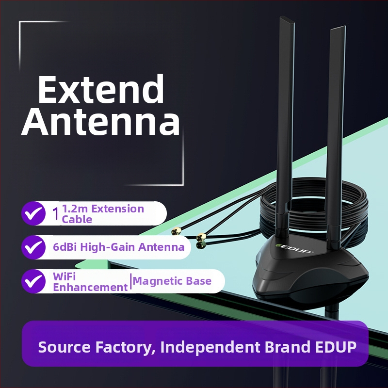 Wi‑Fi antena produžni kabel za mrežnu karticu i ruter, magnetska baza, dvobandna 2,4/5 GHz, visok dobitak, SMA unutarnji konektor