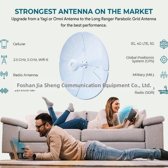 5G divpolāra paraboliskā bezvadu režģa antena – augsts ieguvums, četras sadaļas, ilgajiem attālumiem