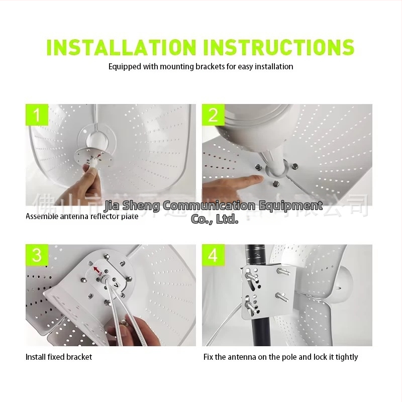 5G divpolāra paraboliskā bezvadu režģa antena – augsts ieguvums, četras sadaļas, ilgajiem attālumiem