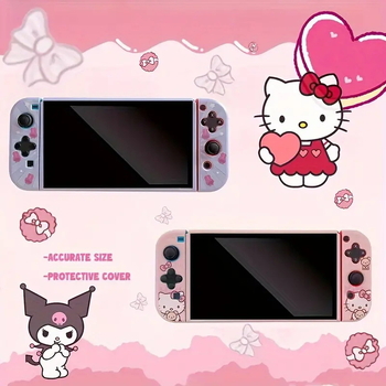 Carcasă moale TPU protectoare pentru Nintendo Switch OLED cu design Sanrio Hello Kitty, turnare prin injecție, compatibilă cu Nintendo Switch OLED, greutate 50 g