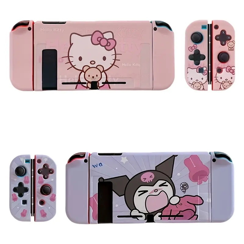 Carcasă moale TPU protectoare pentru Nintendo Switch OLED cu design Sanrio Hello Kitty, turnare prin injecție, compatibilă cu Nintendo Switch OLED, greutate 50 g