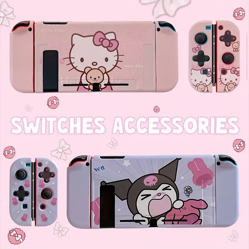 Carcasă moale TPU protectoare pentru Nintendo Switch OLED cu design Sanrio Hello Kitty, turnare prin injecție, compatibilă cu Nintendo Switch OLED, greutate 50 g