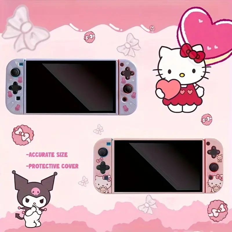 Carcasă moale TPU protectoare pentru Nintendo Switch OLED cu design Sanrio Hello Kitty, turnare prin injecție, compatibilă cu Nintendo Switch OLED, greutate 50 g