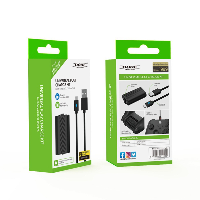 X-BOX Series S/X gamepad s baterijom od 1200 mAh i 3 m pletenim kabelom s indikatorom napajanja