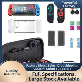 Switch aizsargkārba ar stiprinātu stikla ekrāna aizsargu, kristāla dalīto korpusu un silikona rokturiem – rokdarbs; Materiāls: EVA + audums; Saderīgs ar Switch; Svars: 150 g