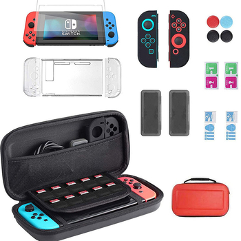 Switch aizsargkārba ar stiprinātu stikla ekrāna aizsargu, kristāla dalīto korpusu un silikona rokturiem – rokdarbs; Materiāls: EVA + audums; Saderīgs ar Switch; Svars: 150 g