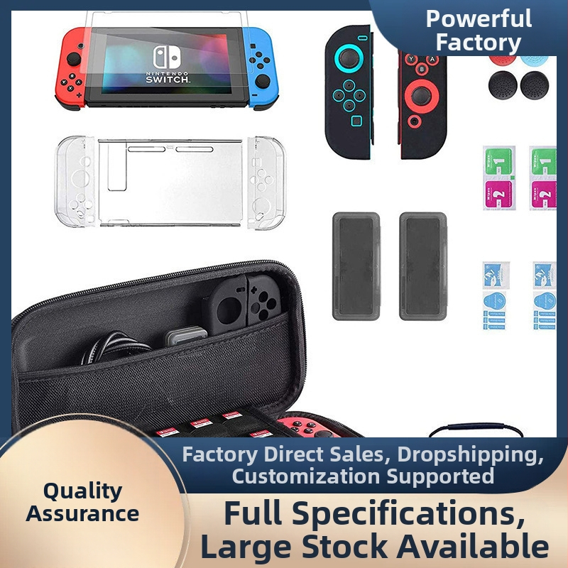 Switch aizsargkārba ar stiprinātu stikla ekrāna aizsargu, kristāla dalīto korpusu un silikona rokturiem – rokdarbs; Materiāls: EVA + audums; Saderīgs ar Switch; Svars: 150 g