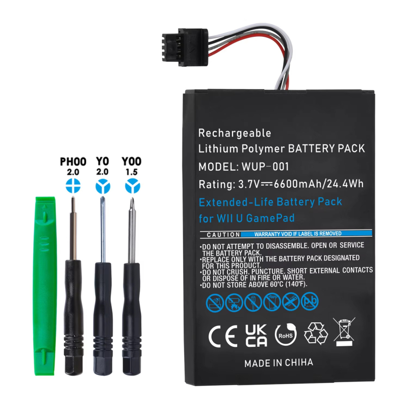 Baterija za Wii U kontroler WUP-010, Li-ion 6000mAh, Plug-in, Durapro