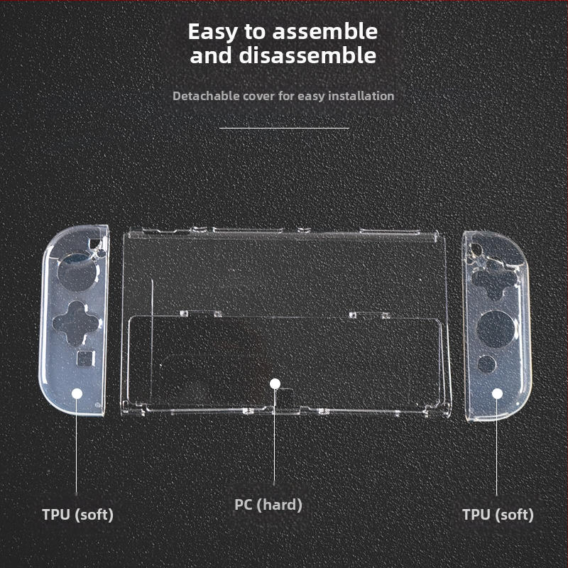 Nintendo Switch OLED aizsarglāde, TPU mīkstā korpuss, caurspīdīgi atdalāmi rokturi, PC+TPU materiāls, saderīgs ar Switch OLED, svars 93 g