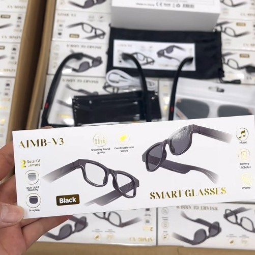 Ochelari inteligenți cu protecție împotriva luminii albastre, apeluri Bluetooth, asistent vocal AI, lentile de ochelari de soare schimbabile