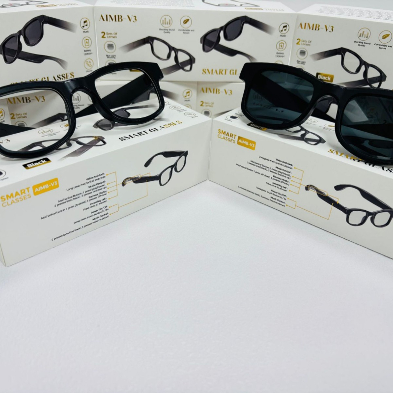 Ochelari inteligenți cu protecție împotriva luminii albastre, apeluri Bluetooth, asistent vocal AI, lentile de ochelari de soare schimbabile