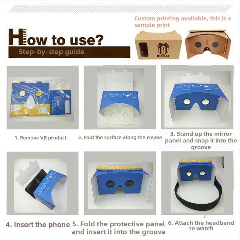 Gudras VR brilles, 1k izšķirtspēja, papīra materiāls, bez kameras, svars 80 g