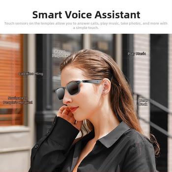 Gudras Bluetooth brillēs ar AI mūziku, magnētisks lēcu rāmis, aizsardzība pret zilajiem stariem un UV, ABS+PC korpuss, 2×110 mAh akumulatori, darbības diapazons 10 m+