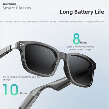 Gudras Bluetooth brillēs ar AI mūziku, magnētisks lēcu rāmis, aizsardzība pret zilajiem stariem un UV, ABS+PC korpuss, 2×110 mAh akumulatori, darbības diapazons 10 m+