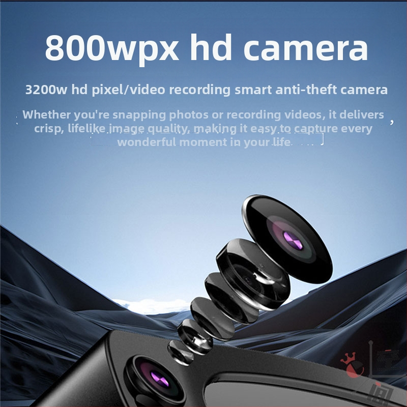 Gudras brilles ar 8MP kameru fotogrāfijām un videoierakstiem, AI tulkošana caur Bluetooth, Bluetooth 5.4, galvas stiprinājums, 270mAh akumulators