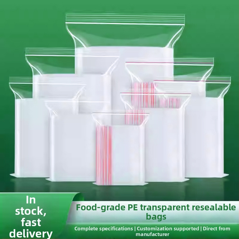 Skaidrus PE maišelis su užtrauktuku, šviesai atsparus, storis 8/20/30 μm