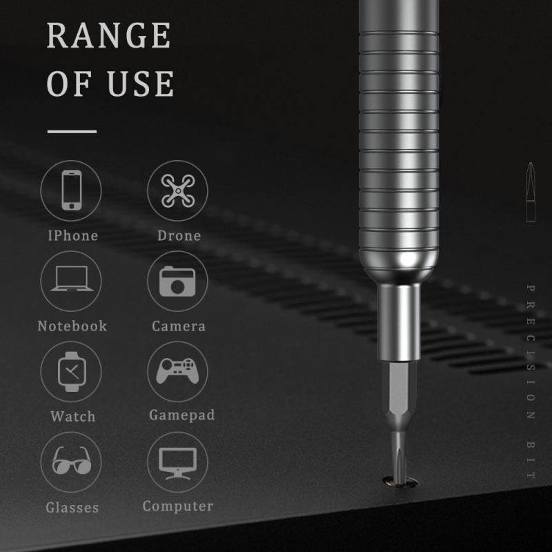 31-in-1 magnetinis atsuktuvas rinkinys su 30 keičiamų antgalių mobiliesiems telefonams ir elektronikai, iš 60# plieno