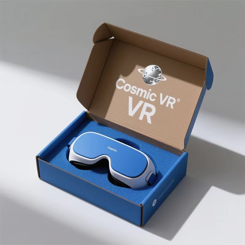 VR akiniai dovanų dėžutė – kartono/papieriaus įpakavimas, ofsetinis spausdinimas, kalta membraninė dėžutė, apkrova 100 g, 3C elektronikos pakuotė