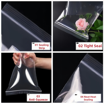 PE αυτοσφραγιζόμενες διαφανείς σακούλες για συσκευασία κοσμημάτων, τροφίμων και ενδυμάτων; μήκος σφραγίσεως 2–100 εκ.