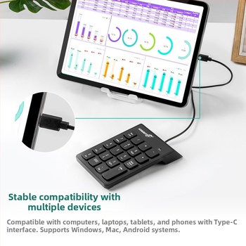 Laptophoz való numerikus billentyűzet (USB kábeles, Crater architektúra, ≤87 billentyű, ABS anyag, 1,2 m kábel)