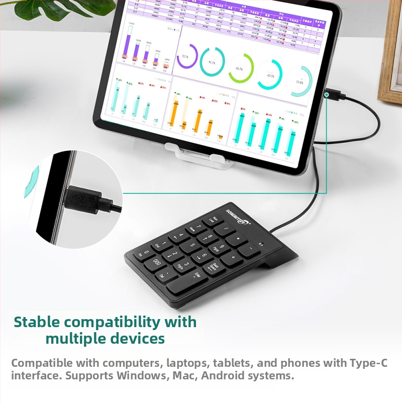 Númerna klávesnica pre notebook (drôtová USB klávesnica, Crater architektúra, ≤87 kláves, ABS telo, 1,2 m kábel)