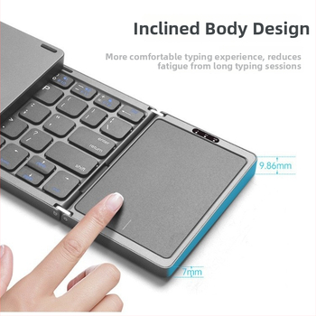 Sklopná bezdrôtová Bluetooth klávesnica s dotykovým touchpadom, kompatibilná s viacerými systémami, hmotnosť 274 g