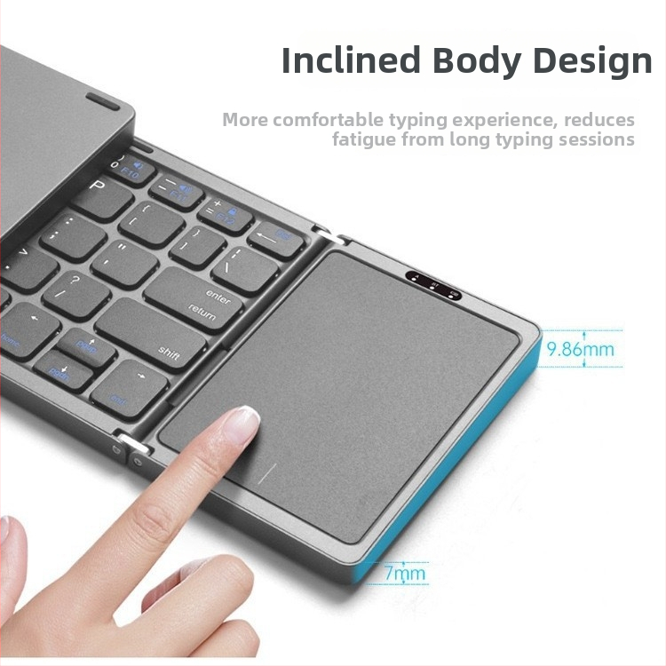 Sklopná bezdrôtová Bluetooth klávesnica s dotykovým touchpadom, kompatibilná s viacerými systémami, hmotnosť 274 g