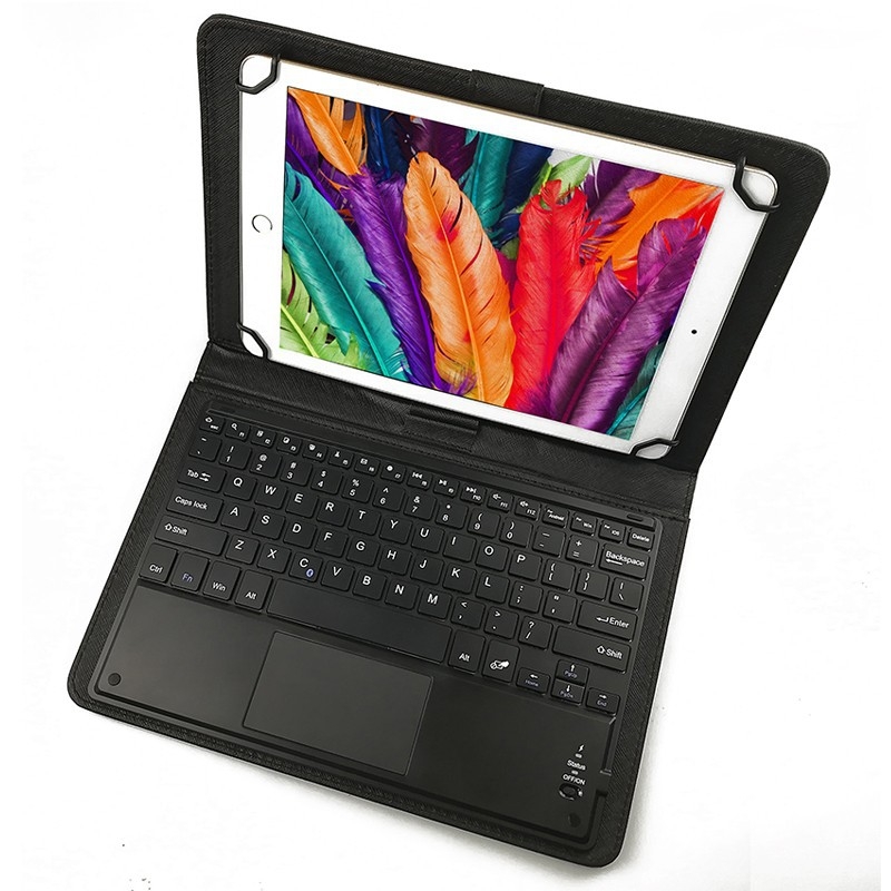 Husa din piele cu tastatură Bluetooth și touchpad pentru tablete universale