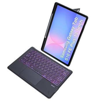 Husă protecție tastatură Samsung S10+ cu Bluetooth, iluminare de fundal și balama divizată