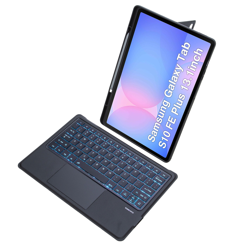 Husă protecție tastatură Samsung S10+ cu Bluetooth, iluminare de fundal și balama divizată