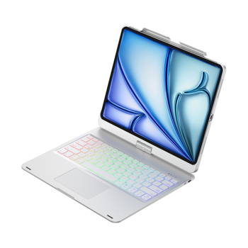 360°-os forgatható érintéses háttérvilágítású vezeték nélküli billentyűzet — modell F13ATpro; Bluetooth; kompatibilis iPad Pro 12.9-inch és iPad Air 13-inch (2024.05-ben jelent meg)