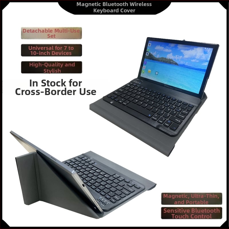 Mágneses Bluetooth tabletes billentyűzet tok, leválasztható vezeték nélküli billentyűzettel, univerzális modell